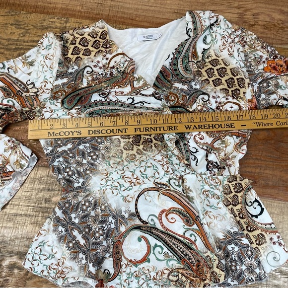 RoseMarine  Floral Print Blouse Made in Italy wrap top Y2K inspired lined Large - Picture 7 of 10